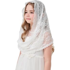 Floral Infinity Veils for Girls First Communion Infinity Scarf Baptism Veil for Girls Chapel Infinity Veils K6