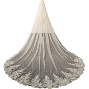 Royal Length 3.5M Lace Edge Wedding Bridal Veil with Metal Comb