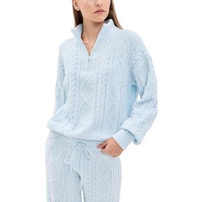 PJ Salvage Women's Cable Crew Lounge Long Sleeve Top