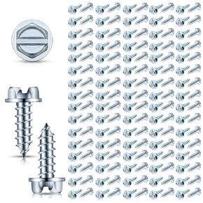 Tandefio 200 Pcs License Plate Screws Tornillos para Placas De Carro #14 x 3/4" Slotted Hex Head No Rust Carbon Steel License Plate Security Screws for Car Dealers