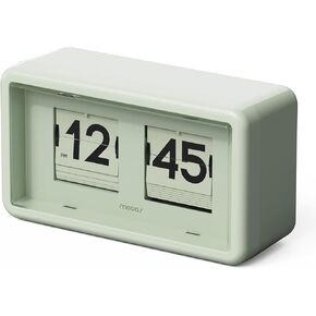 Mooas Newtro Flip Desk Clock ، ساعة التصميم الرجعية على مدار الساعة ، فليب تقلب تلقائي ، مدعوم من البطارية ، AM/PM ، ديكور منزلي مثالي لمقهى School Hotel School (Olive)