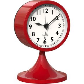 AYRELY® 3" Cute Analog Alarm Clock,Small Retro Table Clock Battery Operated,Slient Metal Desk Clock with Light for Living Room Decor,Bedroom,Bedside,Shelf (Black)
