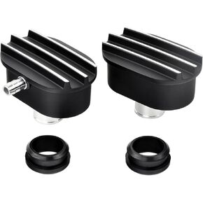 Oval Valve Cover PCV Combo Kit, Aluminum Air Breather Combo Valve Cover Suitable 1" Pipe of 1-1/4" Valve Cover Holes - Set of 2 (Black)