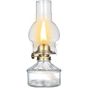 Warm Home Mood Lighting Classic Kerosene Lamp for Indoor Use Large Clear Glass Chamber Oil Lamps Lanterns 12.59" Heigh