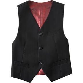 Boys Suit Vest Kids Formal Waistcoat Vest with Pockets Adjustable Back Strap Vest for Wedding Piano Performance