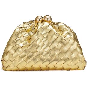 Dressy Woven Clutch Purses for Women Evening Wedding Formal Occasion,Dumpling Crossbody Shoulder Handbags for Women