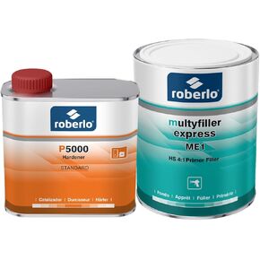 Multyfiller Express ME1 Primer Filler 1L + P5000 Hardener 500ml – 2K Acrylic High Build Primer for Steel & Aluminum – Fast-Drying, Easy Sanding Car Repair Kit