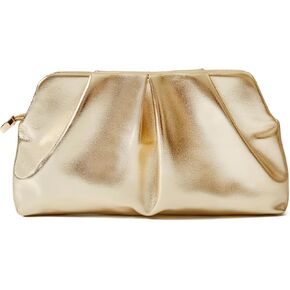 Women Clutch Bag Dressy Formal Handbag Pleated PU Clutch Purse Detachable Chain Crossbody Bag