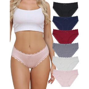 Aijolen Women's Cotton Bikini Underwear Soft Low Waist Panties Cheeky Lace Underpants S-XXL