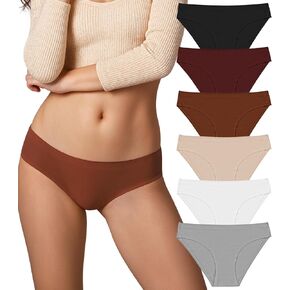 Seamless Underwear for Women Stretch No Show Bikini Silky Cheeky Invisible Panties 6 Pack