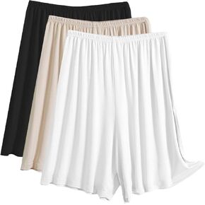 3 Pack Women's Half Slip Shorts for Under Dresses Pettipants for Women Culottes Shorts Half Slips Split Skirt