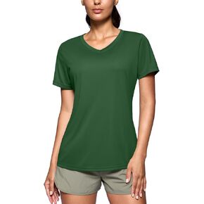 SANTINY Women's V Neck Short Sleeve Shirts Uv Protectioin Moisture Wicking Hiking Workout Athletic T Shirts for Women