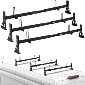 Universal Van Ladder Roof Racks, 3-Bar, Matte Coating - Fit Chevy Express Vans 1996-Up, 800LB Load-Capacity