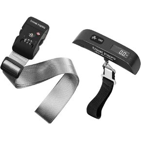 Travel Inspira TSA Approved Luggage Strap - Adjustable Length with Combination Lock and Digital Luggage Scale 110 Pounds, Battery Included