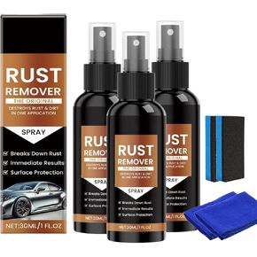Heavy Duty Rust Remover Spray for Metal | Fast-Acting, No Scrubbing | Safe on Painted/Chrome | Converts Rust to Paintable Surface | 3-Pack
