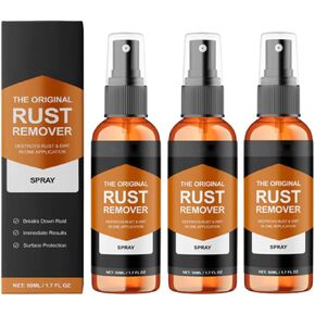 Rust Remover Spray for Metal ​2025 Professional Grade | ​Heavy Duty Rust Dissolver for Cars, Tools, Chains | ​No Sanding Required Multi-Surface Cleaner | Fast-Acting Oxidation Remover (3pcs x 30ml)
