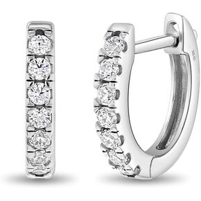 925 Sterling Silver Classic Class Cubic Zirconia Hoop Huggie أقراط للفتيات الصغيرات - أقراط صغيرة شهيرة للفتيات الصغير