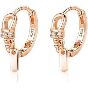 Reffeer Solid 925 Sterling Silver Minimalist Hoop Earrings for Women Teens CZ Hoop Earrings Cartilage Helix Hoop Earrings Huggie