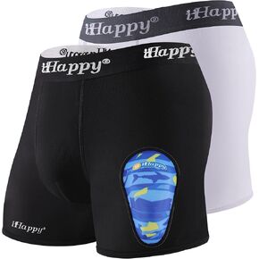 2-Pack Youth Cup Underwear Boys Boxer Briefs with 1 Soft Protective Athletic Cup for Baseball, Football, Lacrosse