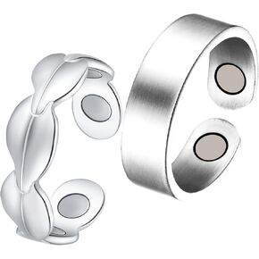 Feraco 2 PCS Copper Magnetic Therapy Rings for Women,99.99% Pure Copper Thumb Ring with Magnets,Mothers Day Gifts