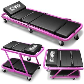 Extended Upgrade Folding Creeper, Rolling Seat, All-in-One Adjustable Roller Garage Chair with Cushion, Lay Down or Sit, 350 lbs Weight Capacity, CAAP-TOLS-CRP21-48-PR