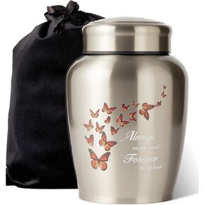 Large Stainless Steel Silver Urn for Ashes Adult Male & Female Cremation Urn for Women Decorative Urn for Human Ashes in Kuwait