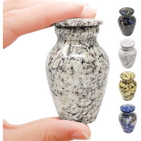Small Keepsake Cremation Urn for Ashes | Handcrafted Metal Memorial Urns | White Carrara Marble Finish | Mini Urn with Secure Threaded Lid & Protective Felt Base | Perfect for Travel Burial or Display
