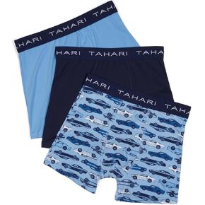 TAHARI Big Boys Printed and Solid Boxer Briefs Underwear with Logo Waistband