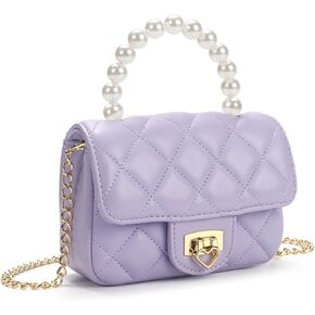 Girls Purses for Kids, Toddler Crossbody Bag with Pearl Handle, Kids Chain Handbag Heart Purses for Girls