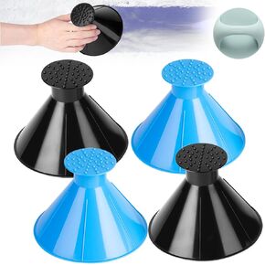 Hywmly Ice Cackers for Car Windshield ، 4 عبوات مكشطة للجليد السحرية ، مكشطة ثلج للسيارة ، 2 في 1 مكشطة مخروطية مخروطية مخروطية مخروطية للثلج والثلوج مع القمع