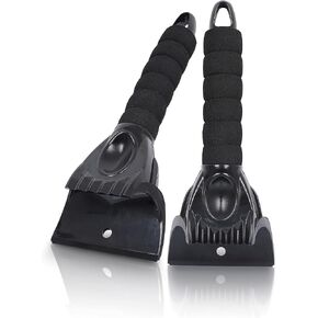 EcoNour Ice Scraper for Car Windshield | 2 Pack Window Scraper to Remove Snow, Frost, and Ice | Ice Crusher for Car Window with Foam Handle for Perfect Grip | Snow Removal & Frost Remover Accessories