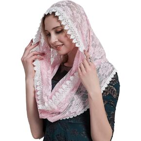 YHDDYG Infinity Veil for Catholic Mass Lace Infinity Scarf Church Veil for Girls Mantilla Infinity Veils Roses S97 in Kuwait