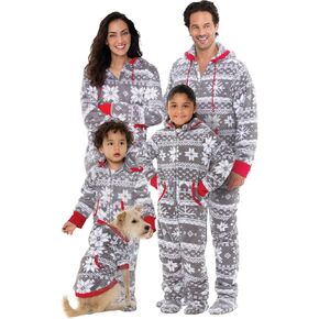 PajamaGram Family Pajamas Matching Sets - Christmas Onesie, Gray, XL