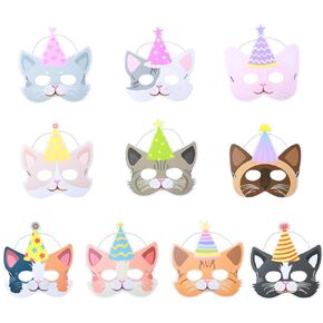20 Pcs Cat Party Favor Masks Kitten Party Favor Masks for Cat Birthday Decorations Kitty Theme Birthday Supplies Photo Prop