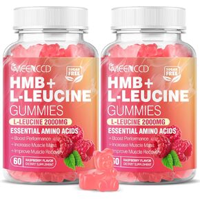 2 حزمة HMB و L-Leucine Gummies ، 3000mg HMB وحمض يوسين الأميني لنمو العضلات ، كتلة العضلات ، راحة العضلات واستعادة التمرينات السريعة ، للرجال والنساء ، نكهة التوت الخالية من السكر ، 120 العدد