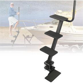 Heavy Duty Boat Trailer Steps - Non-Slip Ladder with Safety Handle, Universal Fit for Bass/Pontoon Boats & Trailer Tongue Mount (4-Step Design)
