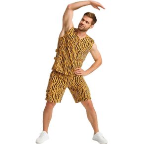 Workout Set For Men - Animal Print Active Wear & Lounge Wear Sets, Active Shorts and Top Set - 2-Piece