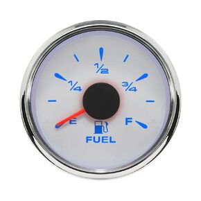 2 بوصة /52 مم مقياس للوقود الزيت E-F 0-190OHM 240-33OHM مع 8 أضواء 12VDC 24VDC للمركبات البحرية للسيارات (بيضاء وفضية)