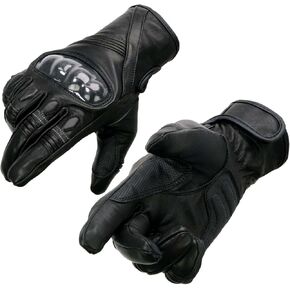 Milwaukee Leather MG7540 Men's Black Leather Protective Knuckle Racer Motorcycle Gloves W/Elasticized Reflective Fingers - 2X-Large