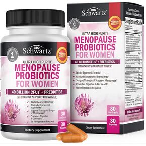 Menopause Supplements for Women - 40 Billion CFU Menopause Probiotics for Women - Support for Hot Flashes Night Sweats Mood Swings and Balance - Non-GMO, 30 Easy-Swallow Capsules, 30 Servings in Kuwait