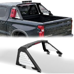 استكشاف O Series Sport Roll Bar متوافق مع شاحنة بيك آب حجم منتصف الحجم لـ Tacoma ، Ranger ، Canyon ، Frontier | التثبيت السريع لا حفر مطلوب | جبل الضوء | | (شبكة سوداء)