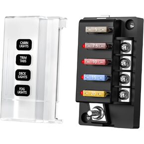 12 فولت/24 فولت 6 دائرة الصمامات البحرية المقاومة للماء مع مؤشر LED ، Ato Blade Fuse Block للسيارات ، البحرية ، شاحنة ، سيارة ، قارب ، RV