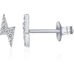 PAVOI 14K Gold Plated Sterling Silver Celestial Lightning Bolt, Moon and Star Earrings | Dainty Earrings for Women