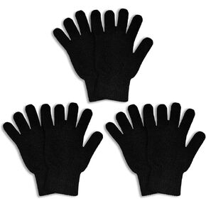 3 Pairs Winter Magic Gloves Adults Warm Stretchy Unisex Black Men Women Teens Magic Knit Gloves- One Size Fits Most