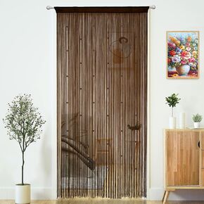 YaoYue Beaded Curtain Door String Curtains for Doorways Tassels Beads Hanging Fringe Hippie Window Hallway Entrance Wall Closet Bedroom Privacy Decor (Dark Brown, 39" W x 79" L (Pack of 1))