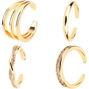4pcs Adjustable Toe Rings for Women, Open Toe Rings Set Simple CZ Triple Twist Crystal Band Elegant Summer Beach Foot Jewelry