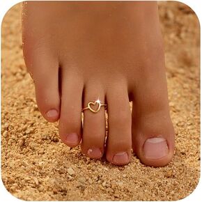 925 Sterling Silver Dainty Heart Toe Rings for Women Mother 14K Gold Plated Arrow Heart Infinity Vintage LOVE Knot Stylish Toe Rings Adjustable Band Rings Summer Beach Party Foot Wedding Jewelry