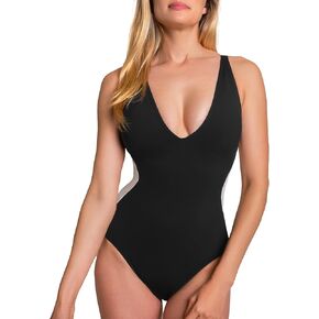 TA3 Plungey Swimsuit for Women – Medium Cut Leg & Medium Butt Coverage - Shelf Bra Size A to K Cup- UPF 50+ Sun Protection