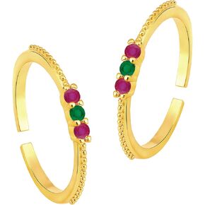 Aheli Cubic Zirconia Studded Fancy Toe Ring Adjustable Bichiya Fashion Jewellery for Women