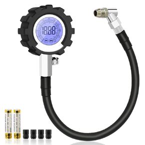 مقياس ضغط الإطارات الرقمية 0-250 رطل ، المهنية ANSI B40.1 الصف A ، ± 1 ٪ دقة ، مقاييس الإطارات دقيقة مع شاشة LED 1.6 "الإضاءة الخلفية لضغط إطارات شاحنة السيارة